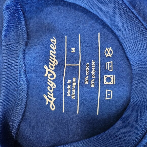 Lucy Jaynes Goodwill To Y'all Sweatshirt Christmas Blue Crew Neck Pullover M - Picture 7 of 9